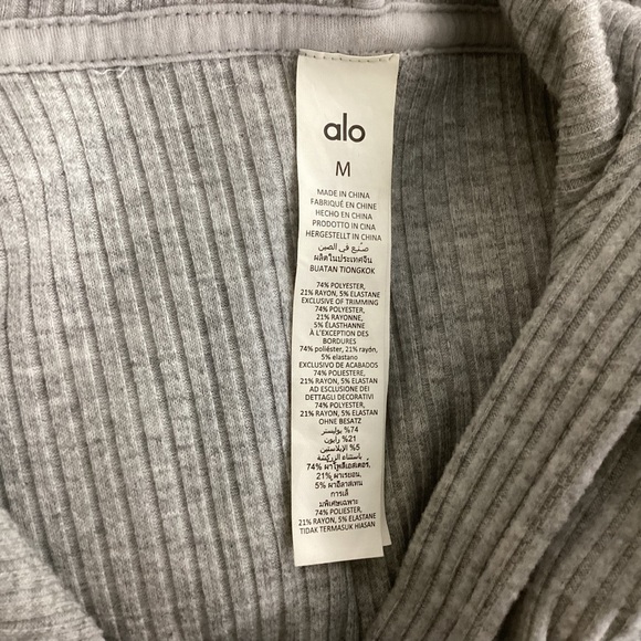 ALO Muse Hoodie Ribbed Grey Med - Picture 6 of 7